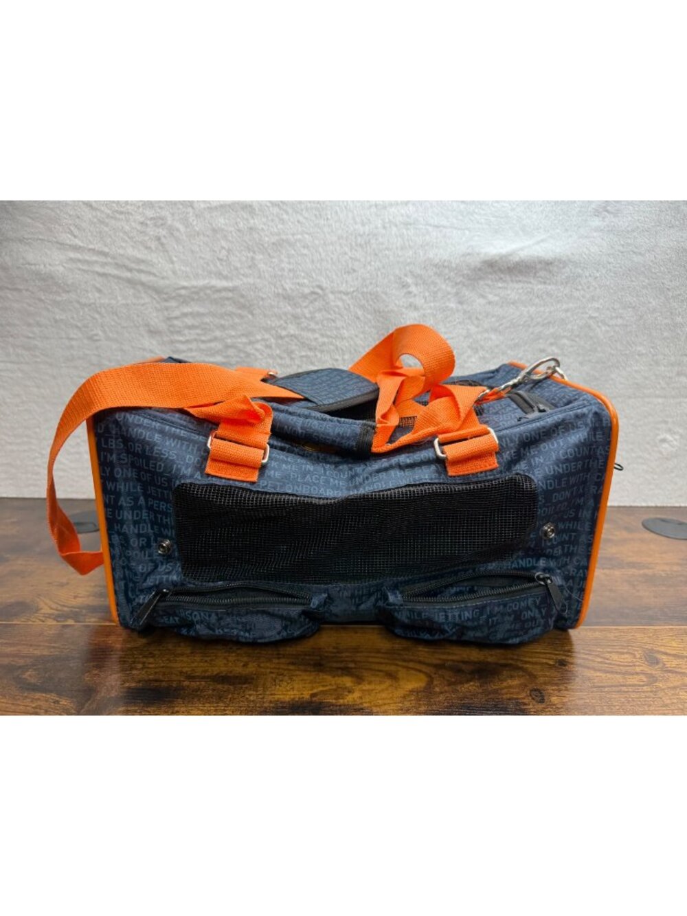 JetBlue JetPaws Navy & Orange Pet Carrier With Mesh Panels & Adjustable Straps